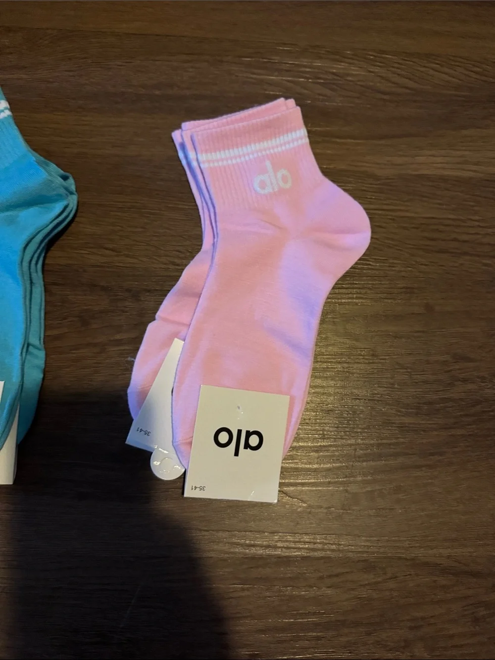 Athletic Alo NWT Trio Pack Crew Socks - Pink, Teal, Light Pink (3 pairs)